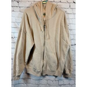 Aeropostale XL Beige Full Zip Hoodie Pockets Casual Comfy Oversized
